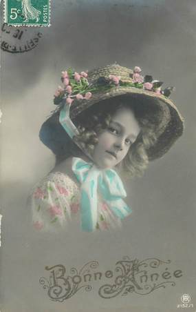    CPA   ENFANT   "Petite  fille avec un chapeau"