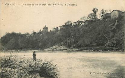 / CPA FRANCE 01 "Chazey, les bords de la rivière d'Ain et le château"