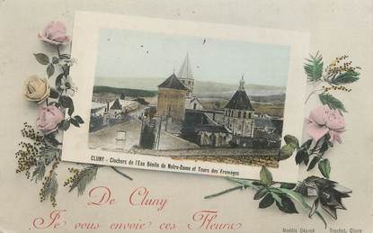 / CPA FRANCE 71 "Cluny, clochers de l'Eau Bénite de Notre Dame et tours des fromages"