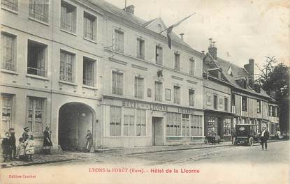 / CPA FRANCE 27 "Lyon la Forêt, hôtel de la Licorne"