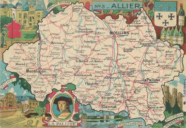 / CPSM FRANCE 03 "Allier" /  CARTE GEOGRAPHIQUE