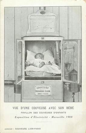 CPA FRANCE 13 "Marseille, Pavillon des couveuses d'enfants, Exposition d'Electricité 1908"