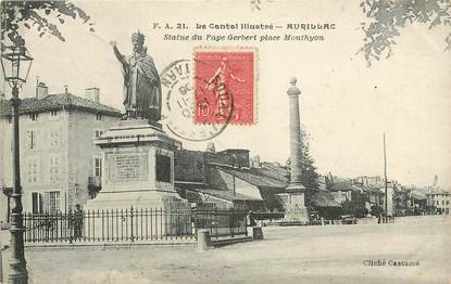 CPA FRANCE 15 "Aurillac, statue du pape Gerbert, Place Monthyon"