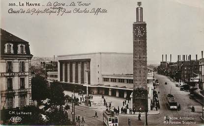 / CPSM FRANCE 76 "Le Havre, la gare, la tour"