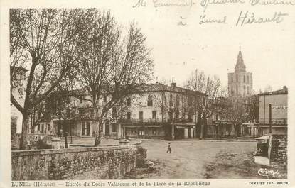 / CPA FRANCE 34 "Lunel, entrée du cours Valatoura et de la place de la République"