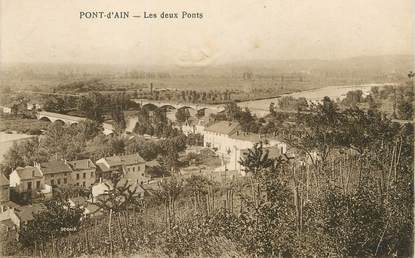 / CPA FRANCE 01 "Pont d'Ain, les deux ponts"