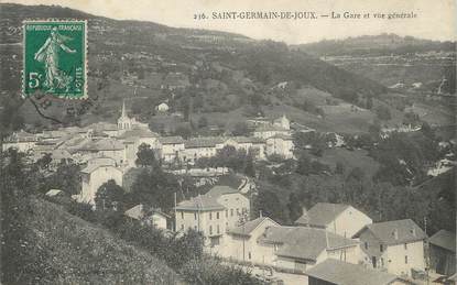 / CPA FRANCE 01 "Saint Germain de Joux, la gare et vue générale"