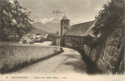 / CPA FRANCE 74 "Sallanches, l'église et le Mont Blanc"