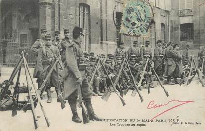 / CPA FRANCE 75 "Paris, les troupes eu repos 1er mai 1906" / MILITAIRE