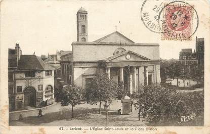 / CPA FRANCE 56 " Lorient, église Saint Louis et la place Bisson"