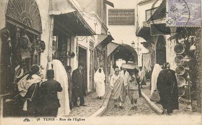 CPA TUNISIE "Tunis, rue de l'Eglise"