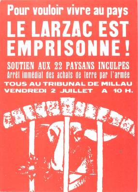 / CPSM FRANCE 12 "Le Larzac est emprisonné" / POLITIQUE