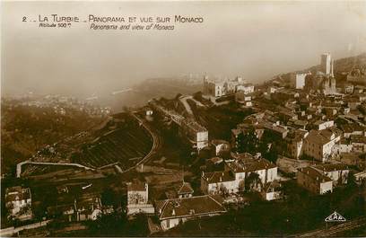 CPSM FRANCE 06  "La Turbie, Panorama et vue sur Monaco"