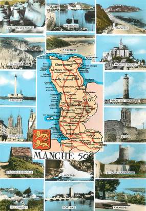 / CPSM FRANCE 50 "Manche" / CARTE GEOGRAPHIQUE