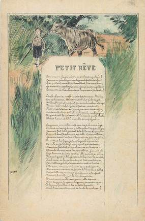 CPA CARTE PEINTE  / CARTE DESSINÉE "Petit Rêve"