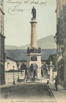 / CPA FRANCE 73 "Chambéry, la fontaine des éléphants "